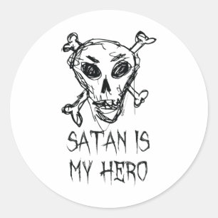 Adesivo Redondo A satã É O Meu Hero Halloween Costume Design