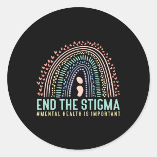 Adesivo Redondo A Saúde Mental Estigma É Importante O Arco-Íris