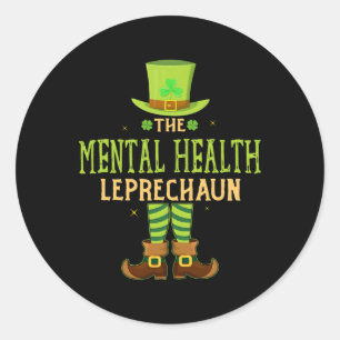 Adesivo Redondo A Saúde Mental Leprechaun Divertida Cozindo Ruas P