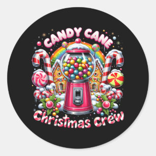 Adesivo Redondo A Segurança Do Doces Da Tripulação Do Candy Cane D