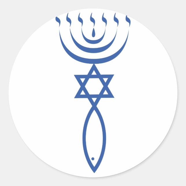 Adesivo Redondo A sela judaica messiânica de Jerusalém (Frente)
