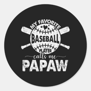 Adesivo Redondo A Ser Chamado Papaw Meu Jogador De Beisebol Favori