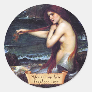 Adesivo Redondo "A Sereia" Pré-Raphaelite