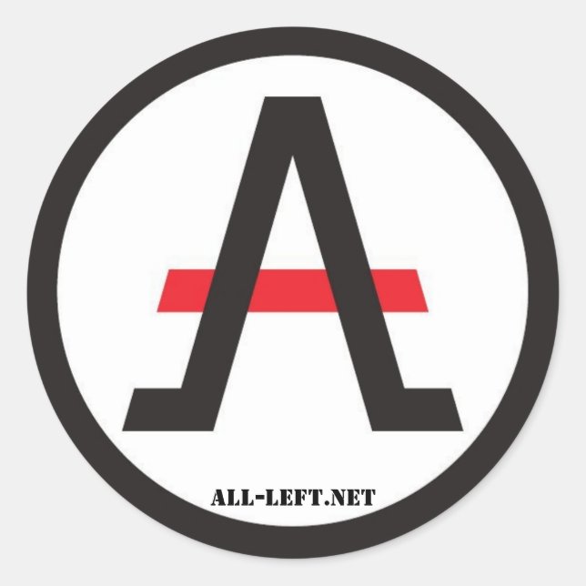 Adesivo Redondo A Seta da Esquerda Libertária dos autocolantes (Frente)