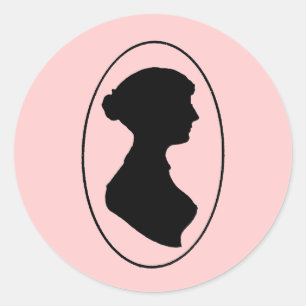Adesivo Redondo A silhueta de Jane Austen