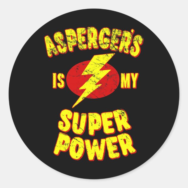 Adesivo Redondo A Síndrome de Asperger É Meu Superpoder  (Frente)