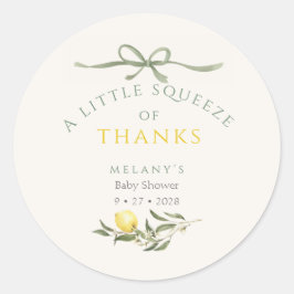 Adesivo Redondo A Squeeze of Thanks Lemon Citrus Baby Shower