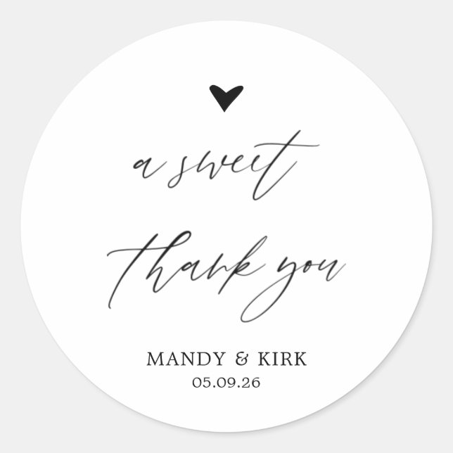 Adesivo Redondo A Sweet Thank You Personalized Favor Sticker (Frente)