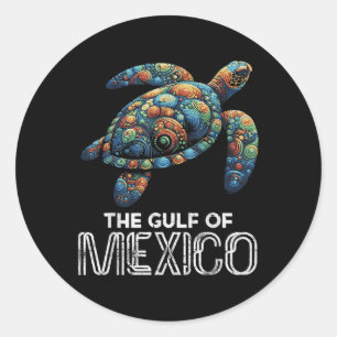 Adesivo Redondo A Tartaruga Do Golfo Do México Colorida Homens Mul