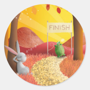 Adesivo Redondo A tartaruga e a lebre - autocolantes