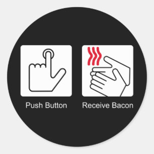 Adesivo Redondo A tecla, recebe o bacon - distribuidor do bacon
