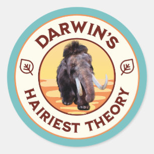 Adesivo Redondo A Teoria Mais Hairista de Darwin, Cute Wooly Mammo