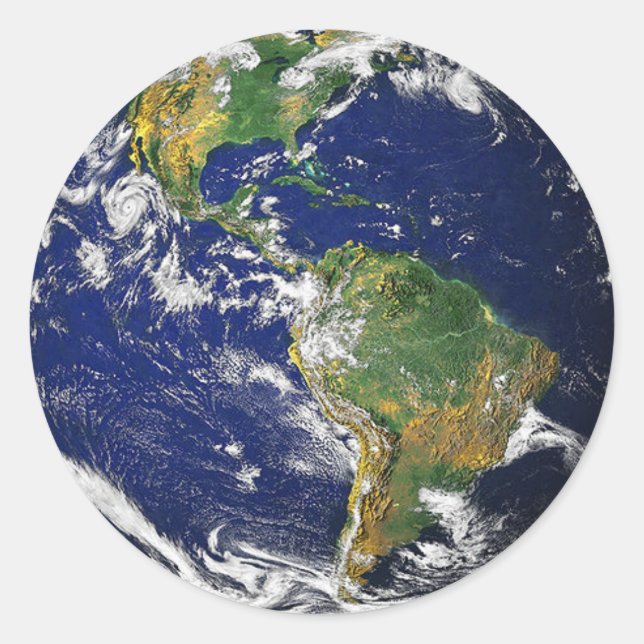 Adesivo Redondo A Terra, América do Sul (Frente)