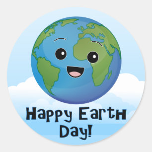Adesivo Redondo A terra é dia feliz