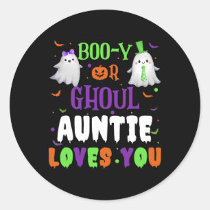 Adesivo Redondo A Tia Boo-y Ou Ghoul Ama-O Por Homens De Halloween