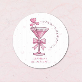 Adesivo Redondo A Tini Bit Engaged Pink Martini Bridal Shower 