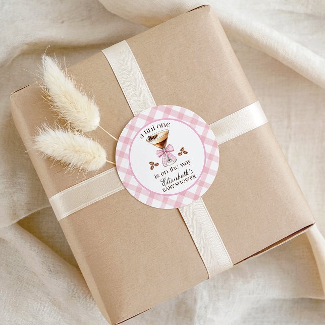 Adesivo Redondo A Tini One Espresso Martini Pink Bow Baby Shower (A Tini One Espresso Martini Pink Bow Baby Shower Classic Round Sticker)