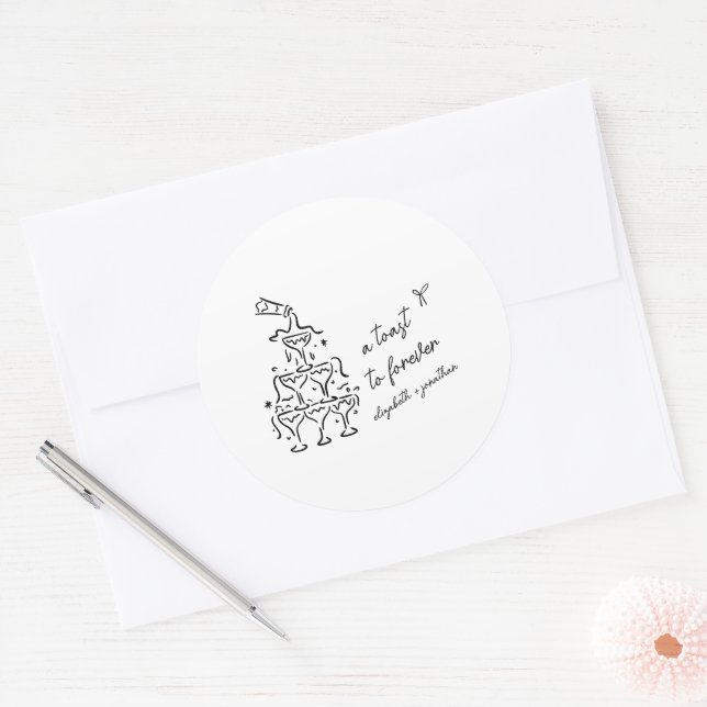 Adesivo Redondo A Toast to Forever Wedding (Envelope)