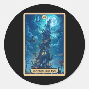 Adesivo Redondo A torre de papel higiênico (o chuveiro) Tarot do D
