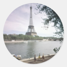 Adesivo Redondo A Torre Eiffel. Paris, cerca de 1960.