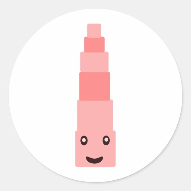 Adesivo Redondo A torre rosa Montessori (Frente)