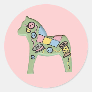 Adesivo Redondo A tricotar o Vinheta Dala Horse