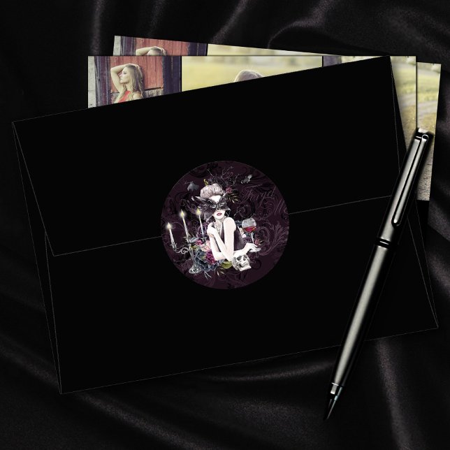 Adesivo Redondo A Vampiress | Moody Gótica Vampiro Glam Pálida Pel (Criador carregado)