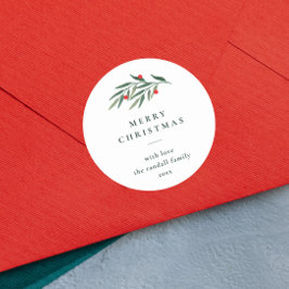 Adesivo Redondo A vegetação natalícia deixa uma tipografia mínima 