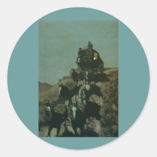 Adesivo Redondo A Velha Estageira das Planícies de Remington (1901