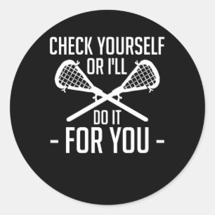 Adesivo Redondo A verificação você mesmo do amante do Lacrosse 
