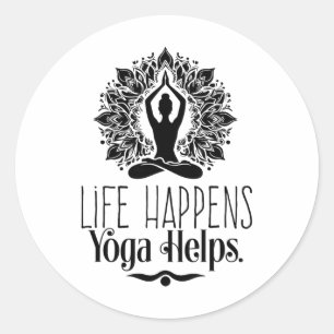 Adesivo Redondo A Vida Acontece Yoga Ajuda Cute Motivação Presente