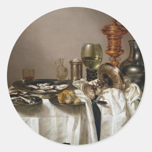Adesivo Redondo A vida com a gilt. Willem Claesz. Heda (Frente)