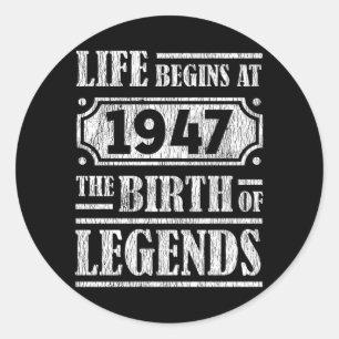 Adesivo Redondo A Vida Começa Em 1947 O Nascimento Da Legenda 75