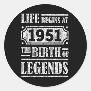 Adesivo Redondo A Vida Começa Em 1951 O Nascimento Da Lenda 70