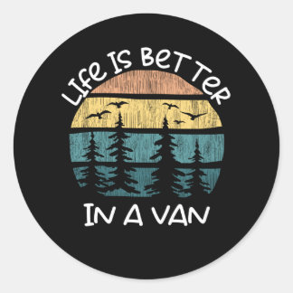 Adesivo Redondo A Vida De viagem É Melhor Num Acampamento De Van