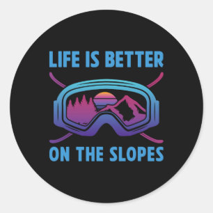 Adesivo Redondo A Vida Do Snowboard É Melhor No Slopes Retro Snowb
