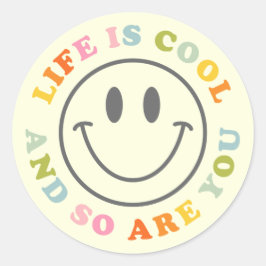 Adesivo Redondo A Vida É Legal Feliz Rosto Sorridente Emoji