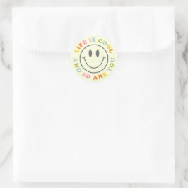 Adesivo Redondo A Vida É Legal Feliz Rosto Sorridente Emoji