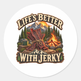 Adesivo Redondo A Vida é Melhor Com Jerky Aventura Rústica de Camp