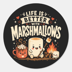Adesivo Redondo A vida é melhor com marshmallows