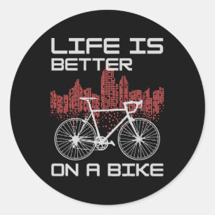 Adesivo Redondo A vida é melhor de bicicleta