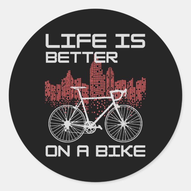 Adesivo Redondo A vida é melhor de bicicleta (Frente)