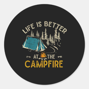 Adesivo Redondo A Vida É Melhor No Acampamento Divertido Camping
