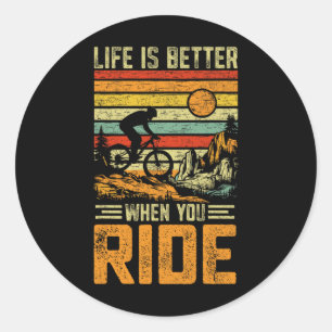 Adesivo Redondo A Vida É Melhor Quando Você Anda De Retro Mtb Dive