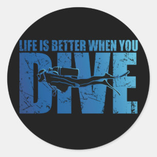 Adesivo Redondo A Vida É Melhor Quando Você Vive - Scuba Merging