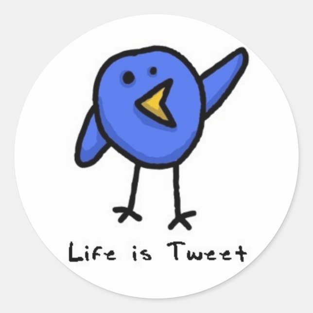 Adesivo Redondo "A vida é o tuíte" no Twitter Bird Sticker (Frente)