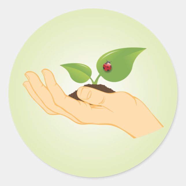 Adesivo Redondo A vida em nossas mãos para acabar com as mudanças  (Frente)