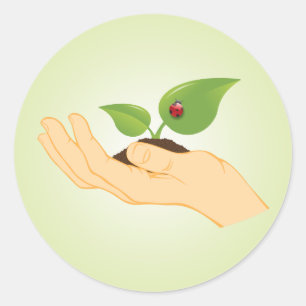 Adesivo Redondo A vida em nossas mãos para acabar com as mudanças 