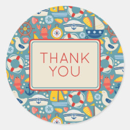 Adesivo Redondo A Vida Marinha Náutica Curta - Obrigado