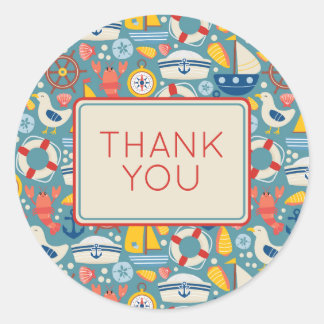 Adesivo Redondo A Vida Marinha Náutica Curta - Obrigado
